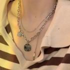Tag Pendant Layered Stainless Steel Necklace 1 Pc - Silver - One Size