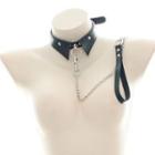 Faux Leather Chained Choker 1pc - Black - One Size