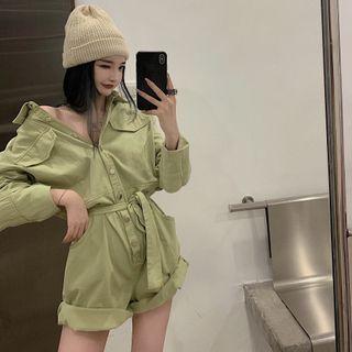 Long-sleeve Cargo Romper