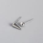 925 Sterling Silver Bead & Stud Earring 1 Pair - Silver - One Size