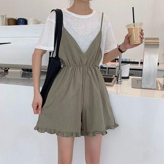 Short Sleeve T-shirt / Ruffle Trim Playsuit