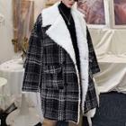 Plaid Lapel Fleece-lined Coat