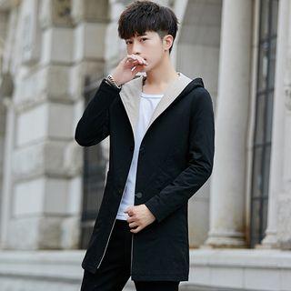 Hooded Snap Button Coat