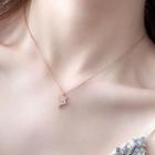 Stainless Steel Fox Pendant Necklace Rose Gold - One Size