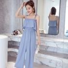 Cropped Strappy Wide Leg Jumpsuit