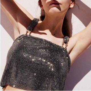 Sparkly Chain Mail Crop Camisole Top