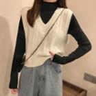 V-neck Knit Vest / Mock Turtleneck T-shirt