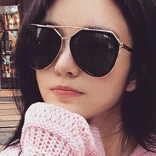 Aviator Oversized Sunglasses Black - One Size