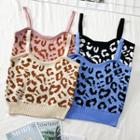 Sleeveless Leopard-print Light Knit Top