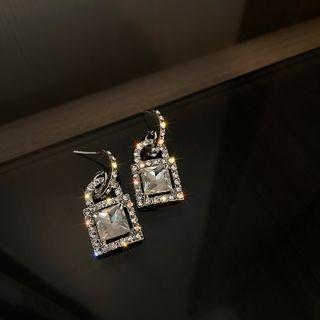 Lock Rhinestone Alloy Dangle Earring 1 Pair - Silver - One Size