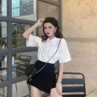 Plain Short-sleeve Shirt / Layered Skirt