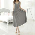 Cutout-shoulder Sleeveless A-line Maxi Dress