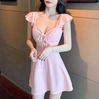 Sleeveless Ruffled Drawstring A-line Dress