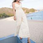 Strappy Lace Midi Beach Dress