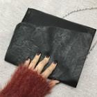 Faux Leather Clutch Black - One Size