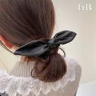 Bow Faux Leather Headband Black - One Size