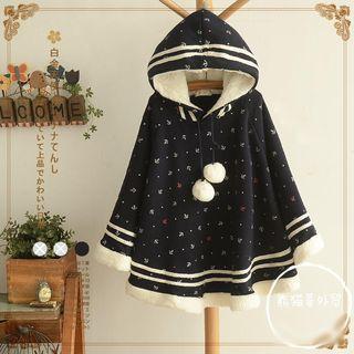 Print Hooded Poncho