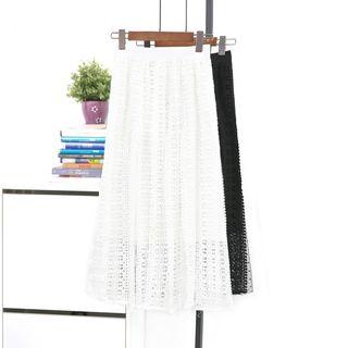 Dotted Mesh Crochet-lace Skirt