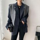 Set: Striped Single-breasted Blazer + Shawl