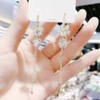 Flower Rhinestone Alloy Fringed Earring 1 Pair - Silver Needle - Gold - One Size