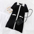 Short-sleeve Dress Black - One Size