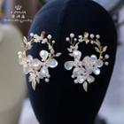 Wedding Flower Hoop Clip-on Earring Champagne - One Size