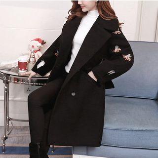 Bee Embroidery Double Breasted Coat