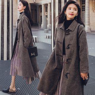 Long Plaid Duffle Coat