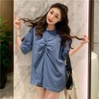 Elbow Sleeve Twisted Plain T-shirt