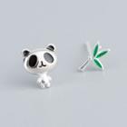 Non-matching 925 Sterling Silver Panda & Bamboo Earring 1 Pair - S925 Sterling Silver - One Size