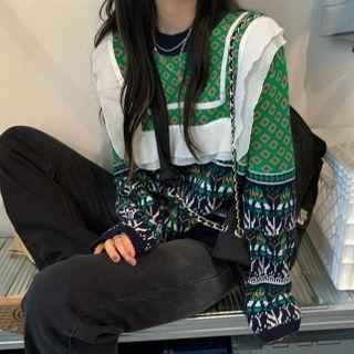 Tree Print Sweater Green - One Size
