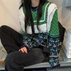 Tree Print Sweater Green - One Size