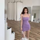 Halter Mini Dress Purple - One Size