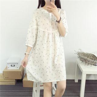 3/4-sleeveprinted Shift Dress