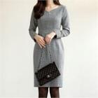 Tall Size Sweetheart-neck Houndstooth Dress