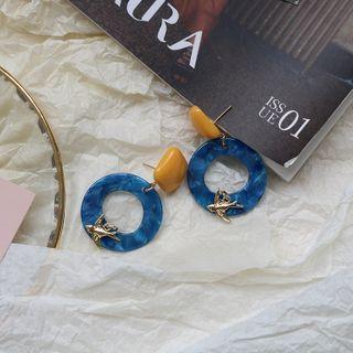 Resin Hoop Alloy Bird Dangle Earring