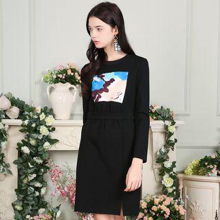 Printed Long Sleeve Knit Dress