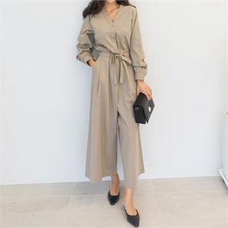 V-neck Tie-waist Jumpsuit