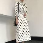 Dot Print Bow Bandage Dress As Shown In Figure - One Size