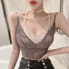 Mock Two-piece Lace Cropped Camisole Top