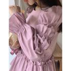 Puff-sleeve Smocked-waist Top One Size