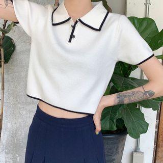 Contrast Trim Short-sleeve Polo Shirt White - One Size