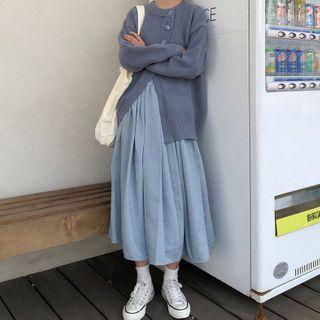 Cardigan / A-line Midi Skirt
