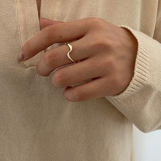 Alloy Wavy Open Ring Gold - One Size