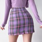 Checker Mini Pencil Skirt