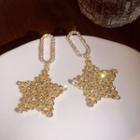 Star Rhinestone Dangle Earring 1 Pair - Silver Needle - Gold & Silver - One Size