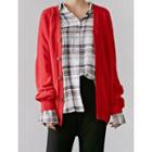 V-neck Long-sleeve Cardigan