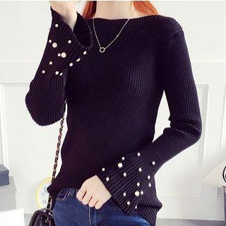 Embellished Bell-sleeve Sweater
