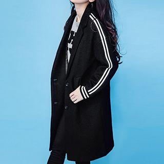 Printed Stripe Button Coat