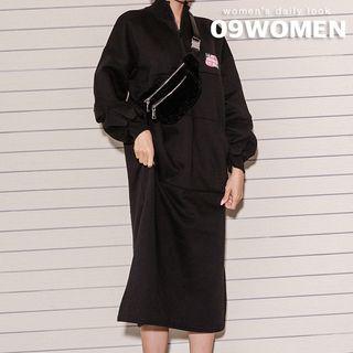 Letter Silt-side Long Anorak Pullover Dress